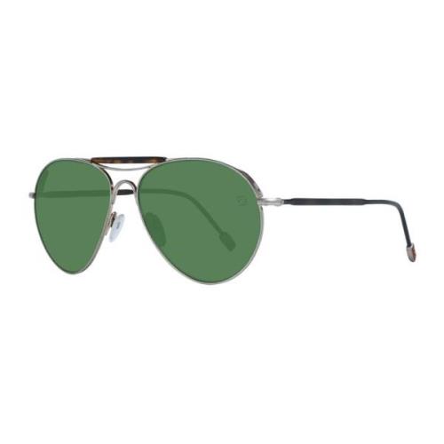 Grijze Aviator Zonnebril met Groene Lenzen Ermenegildo Zegna , Gray , ...