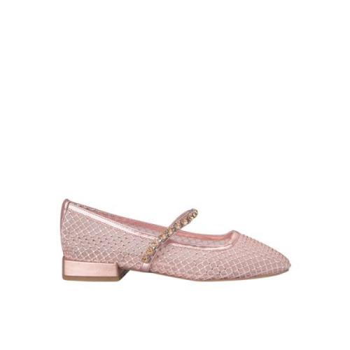 Rhinestone Mesh Ballet Flats Alma EN Pena , Pink , Dames