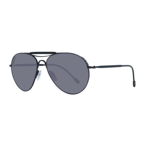 Zwarte Aviator Zonnebril met Grijze Lenzen Ermenegildo Zegna , Black ,...