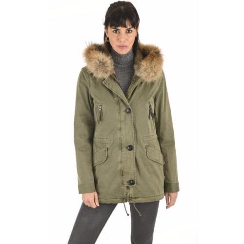 Chique Bontgevoerde Parka Blonde No.8 , Green , Dames