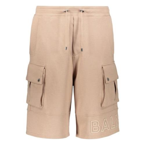 Bermuda Shorts met Zakken en Contraststiksels Balmain , Beige , Heren