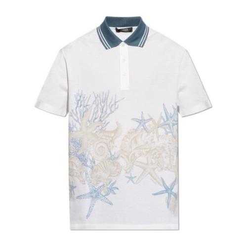 Polo met logo Versace , White , Heren