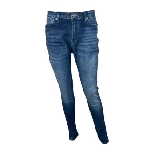Hoge Skinny Fit Stretch Jeans Donkerblauw Denham , Blue , Dames
