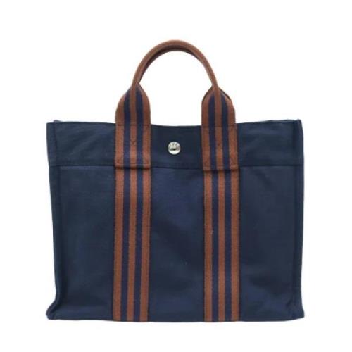 Pre-owned Canvas handbags Hermès Vintage , Blue , Dames