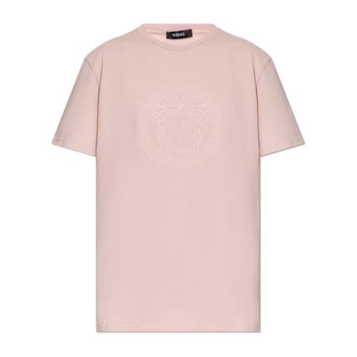 T-shirt met logo Versace , Pink , Dames