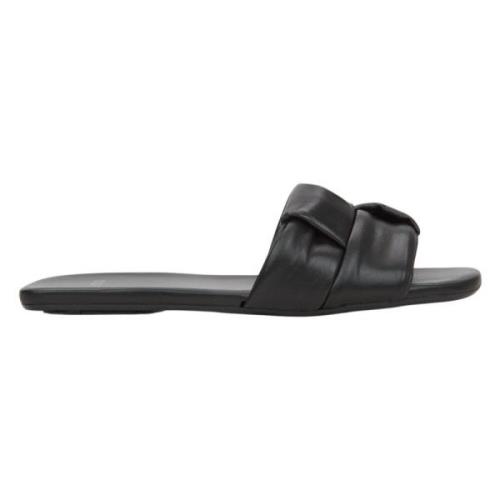 Dames Zwarte Patch Leren Slide Sandalen Estro , Black , Dames