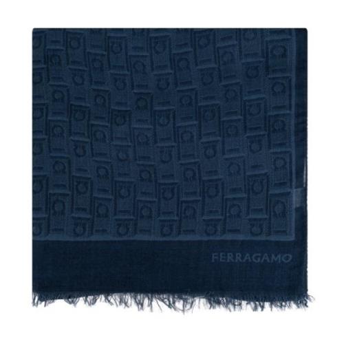 Sjaal met monogram Salvatore Ferragamo , Blue , Heren