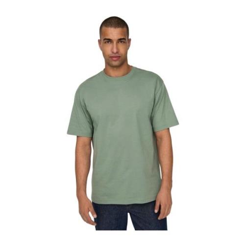 Oversized Katoenen T-Shirt Only & Sons , Green , Heren