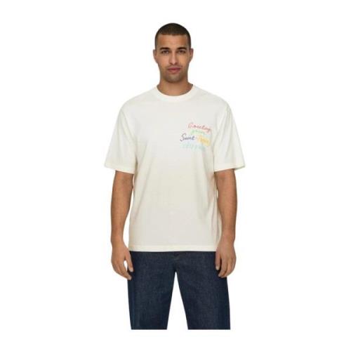 Casual Mannen Leven T-Shirt Only & Sons , White , Heren