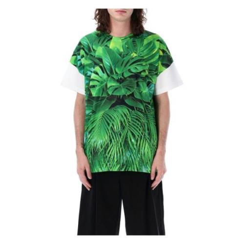 Groene Bladprint T-shirt Comme des Garçons , Green , Heren