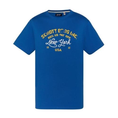 Katoenen TShirt Toby - Blauw Schott NYC , Blue , Heren