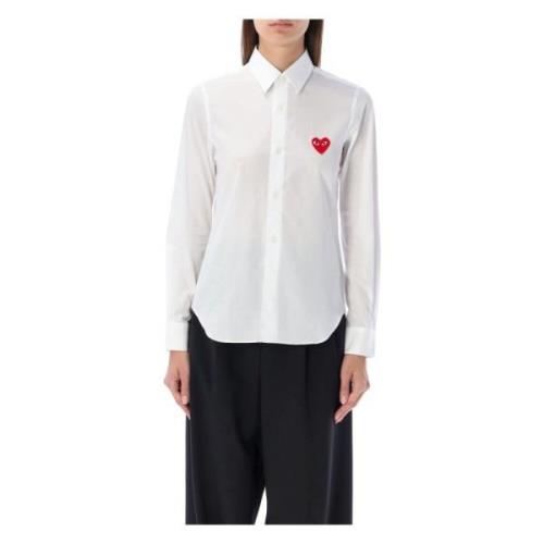 Witte Heart Patch Shirt Comme des Garçons , White , Dames
