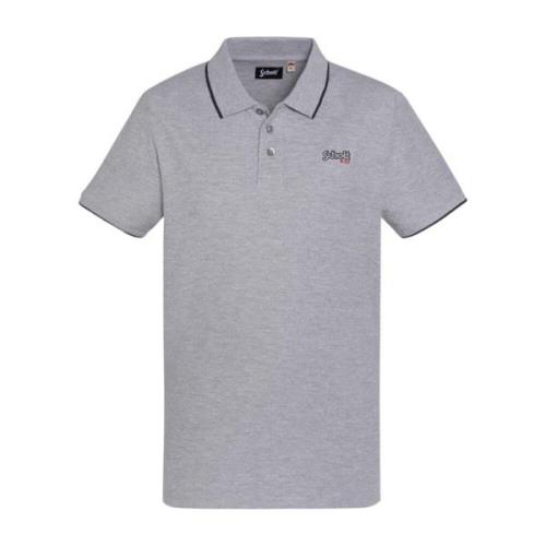 Grijze Polo Shirt Geborduurd Logo Schott NYC , Gray , Heren