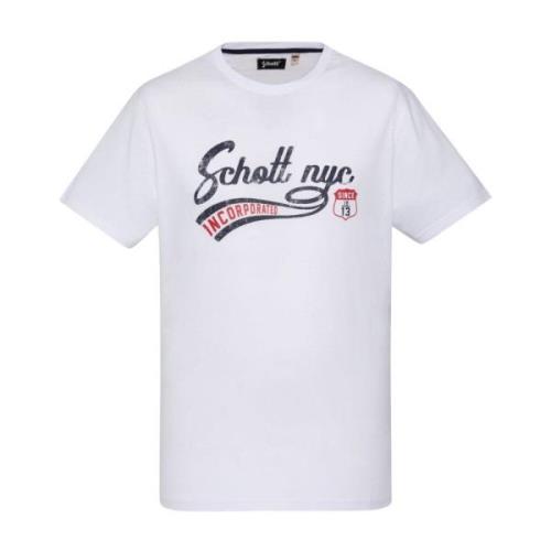 Katoenen handtekening T-shirt - Wit Schott NYC , White , Heren