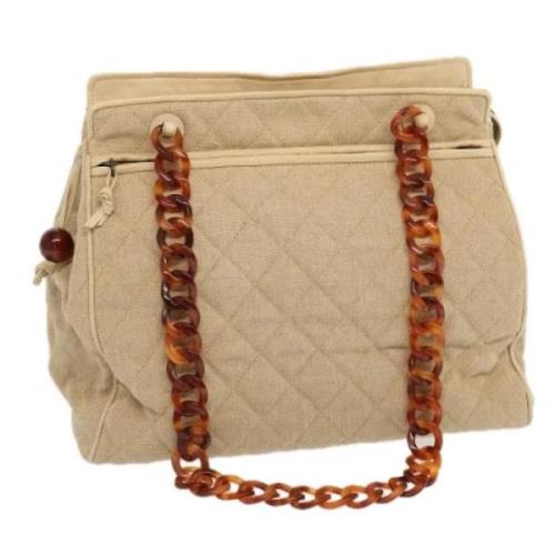 Pre-owned Leather totes Chanel Vintage , Beige , Dames