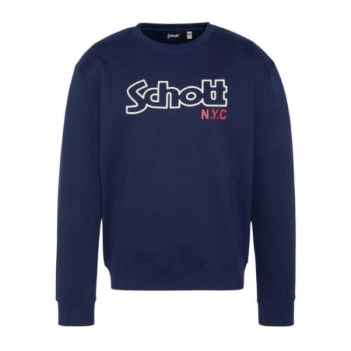 Iconische Fleece Sweater - Blauw Schott NYC , Blue , Heren