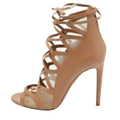 Pre-owned Leather sandals Aquazzura Pre-owned , Beige , Dames