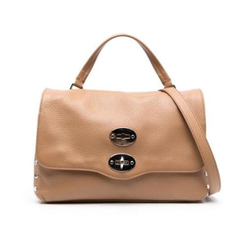 Bruine kleine Postina Daily leren tote tas Zanellato , Beige , Dames