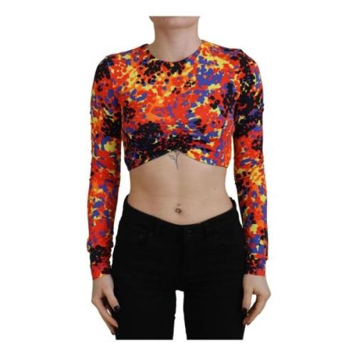 Multicolor Long Sleeve Cropped Cami Top Dsquared2 , Multicolor , Dames