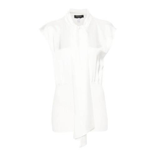 Satijnen Viscose Top met Knoopdetail Fabiana Filippi , White , Dames