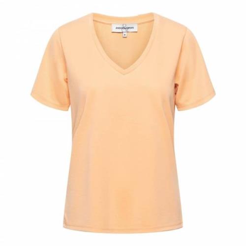 Modal V-hals Meloen Top &Co Woman , Orange , Dames