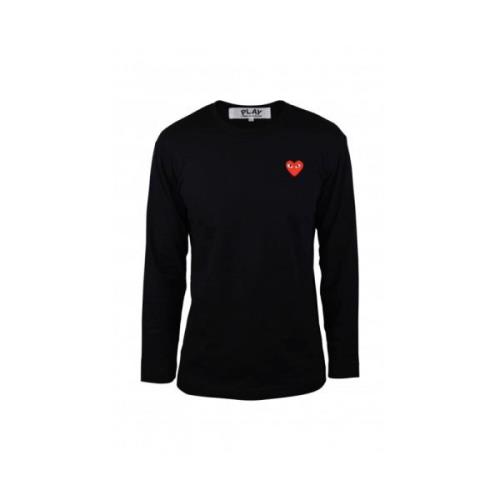 Zwart Katoen Hart Logo T-Shirt Comme des Garçons , Black , Heren