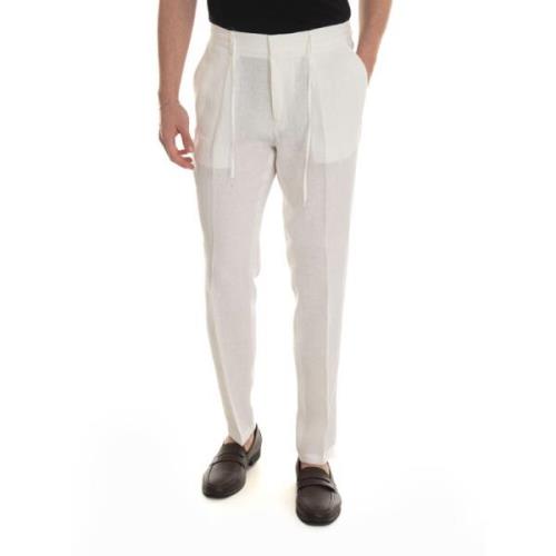 Kanten Stropdas Linnen Broek Paoloni , White , Heren