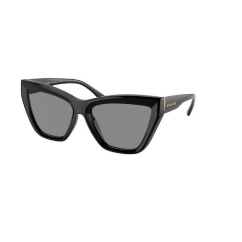 Zwarte Frame Donkergrijze Lens Zonnebril Michael Kors , Black , Unisex