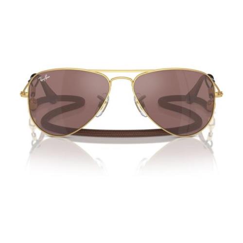 Junior Aviator Metalen Zonnebril Goud Bruin Ray-Ban , Yellow , Unisex