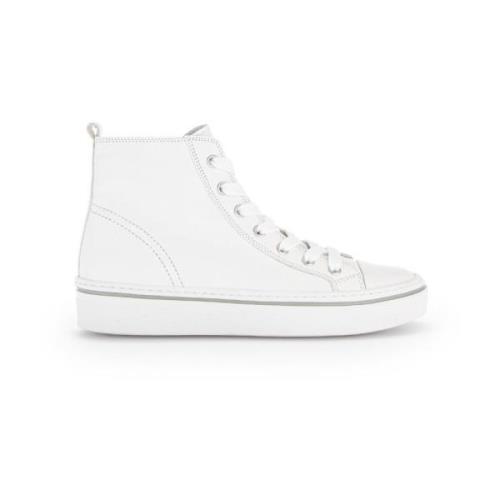 Witte Leren Hoge Sneakers Gabor , White , Dames