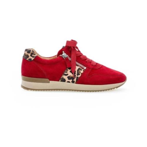 Rode Fluweel Sneakers Gabor , Red , Dames
