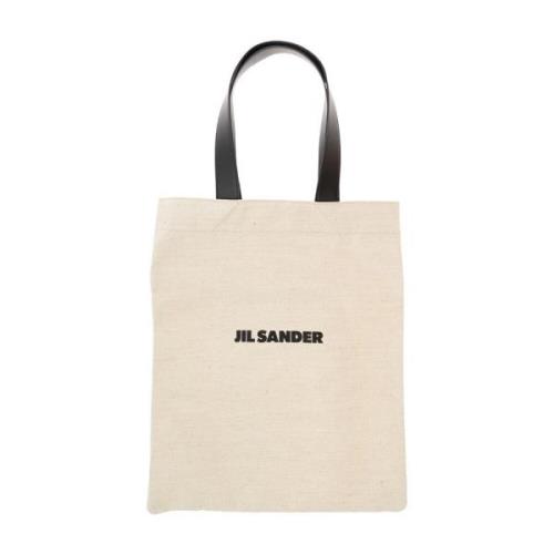 Witte Canvas Logo Tassen Jil Sander , Beige , Heren