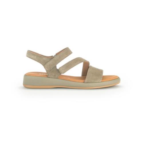 Beige Suède Sandalen met Velcro Sluiting Gabor , Beige , Dames