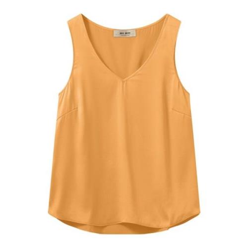 Zijden V-hals Tanktop Blouse MOS Mosh , Orange , Dames