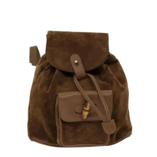 Pre-owned Suede backpacks Gucci Vintage , Brown , Dames