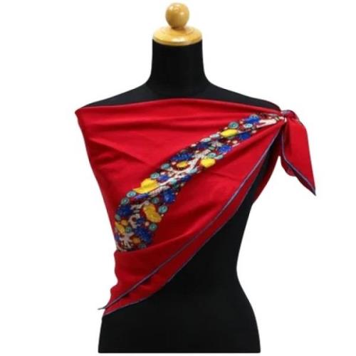 Pre-owned Silk scarves Cartier Vintage , Red , Dames