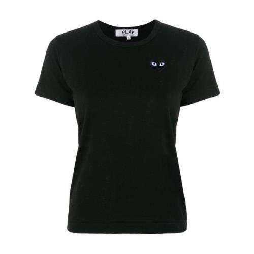 Zwart Heart Crew Neck T-Shirt Comme des Garçons , Black , Dames