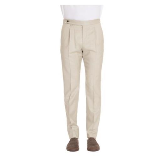 Gentleman Fit Wol-Zijde-Linnen Broek PT Torino , Beige , Heren