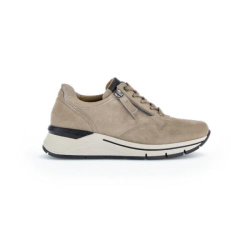 Zwarte Fluwelen Basket Schoenen Gabor , Beige , Dames