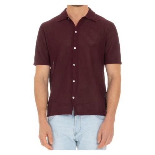 Bordeaux Shirt Colletto Korte Mouw Ballantyne , Red , Heren