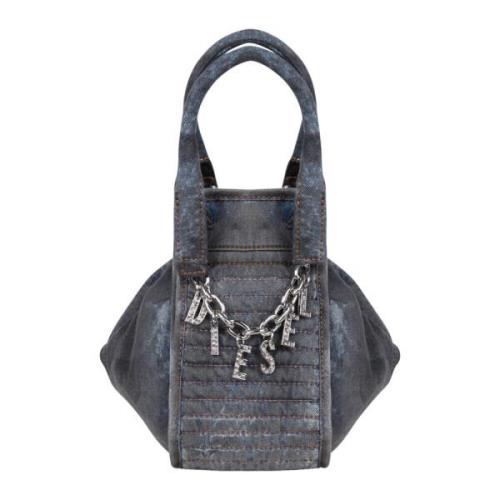 Geplooide Gewatteerde Handtas met Strass Diesel , Blue , Dames