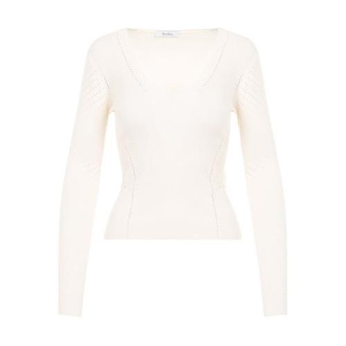 V-hals Geperforeerde Top Max Mara , Beige , Dames