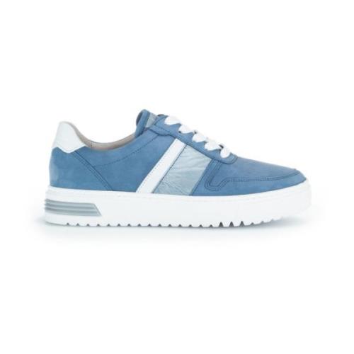 Blauwe Leren Sneakers Comfort Basic Gabor , Blue , Dames