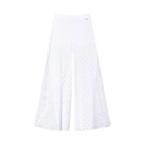 Palazzo Katoenen Broek met Rits Twinset , White , Dames