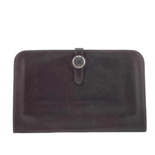 Pre-owned Leather wallets Hermès Vintage , Brown , Unisex