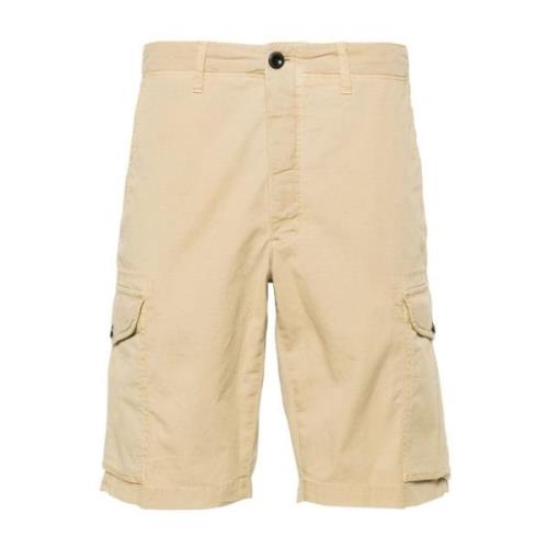 Beige Canvas Bermuda Shorts Incotex , Brown , Heren