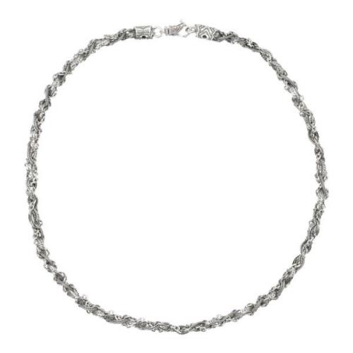 Zilveren Ronde Vlecht Ketting Sieraden Emanuele Bicocchi , Gray , Unis...