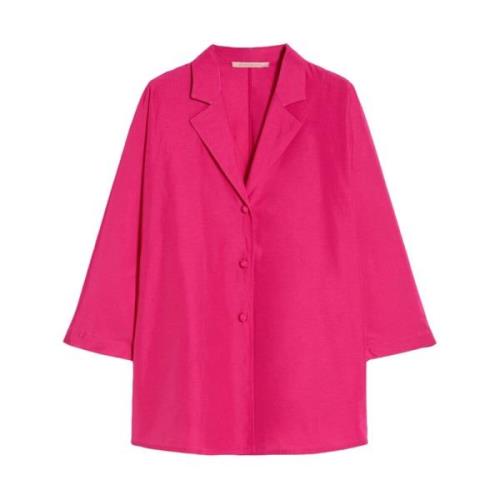 Fuchsia Taffeta Oversized Shirt Pennyblack , Pink , Dames