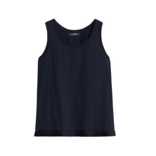 Blauwe Mouwloze Katoenen Top Rouches Max Mara , Blue , Dames