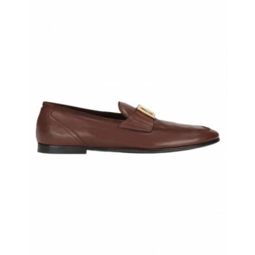 Elegante Ariosto leren slippers Dolce & Gabbana , Brown , Heren